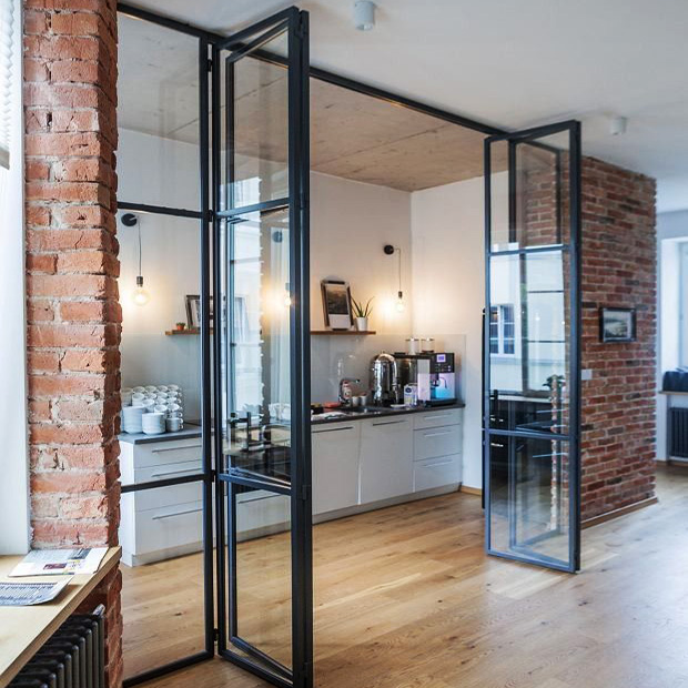 nero black steel bifold doors London UK manufacturer